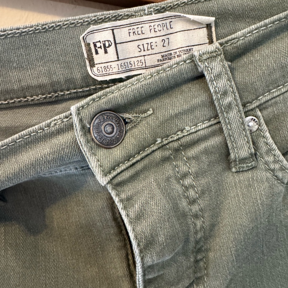 Free People Sage Green Denim Pants